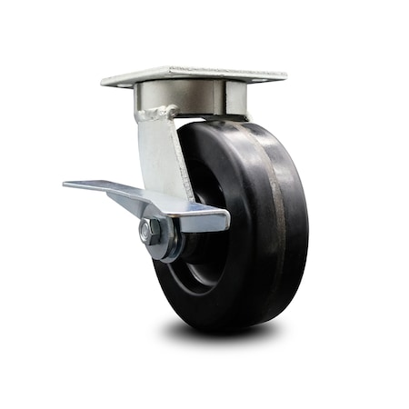 Service Caster 6 Inch Kingpinless Phenolic Wheel Swivel Caster with Brake SCC-KP30S620-PHR-SLB
